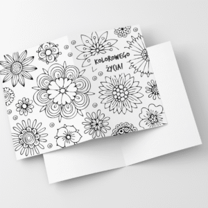 Kartka urodzinowa do kolorowania – wzór kwiatowy do samodzielnego wypełnienia