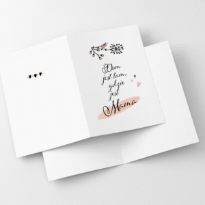 Rozkładana kartka z cytatem „Dom jest tam, gdzie jest Mama” i delikatnymi ilustracjami – projekt do samodzielnego wydruku