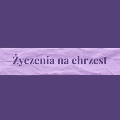 Fioletowa grafika z napisem życzenia na chrzest