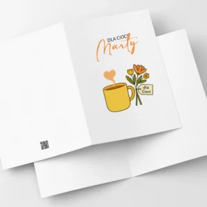 Laurka Imieninowa Dla Cioci Marty Z Kubkiem Kawy I Bukietem Polnych Kwiatow