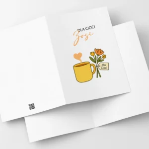 Laurka Imieninowa Dla Cioci Zosi Z Kubkiem Kawy I Bukietem Kwiatow