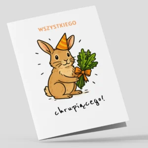 Mockup Kartki Urodzinowej Z Kroliczkiem I Bukietem Z Salaty