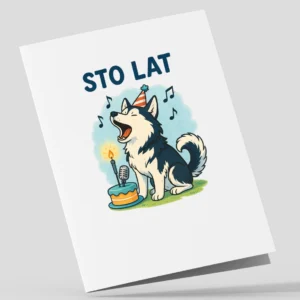 Kartka Do Druku Pies Husky Urodzinowa