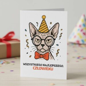 Kartka Urodziny Kot Sfinks