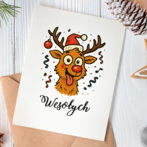 Kartka Swiateczna Wesoly Renifer Podglad