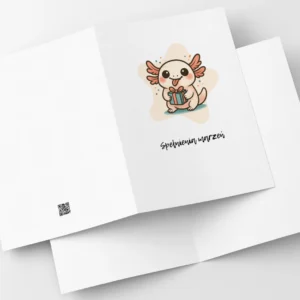 Kartka Axolotl Z Prezentem Zabawny Stworek