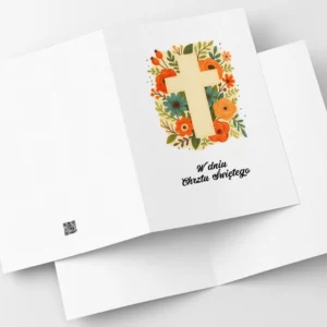 Kartka Chrzest Pamiatka Kwiaty