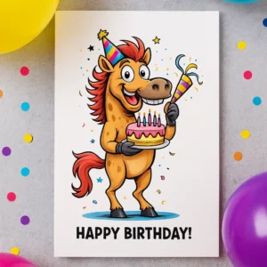 Kartka Kon Urodziny Tort (2)
