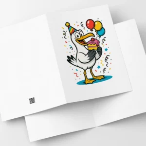 Kartka Na Urodziny Mewa Z Tortem