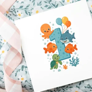 Kartka Roczek Rybki Baloniki