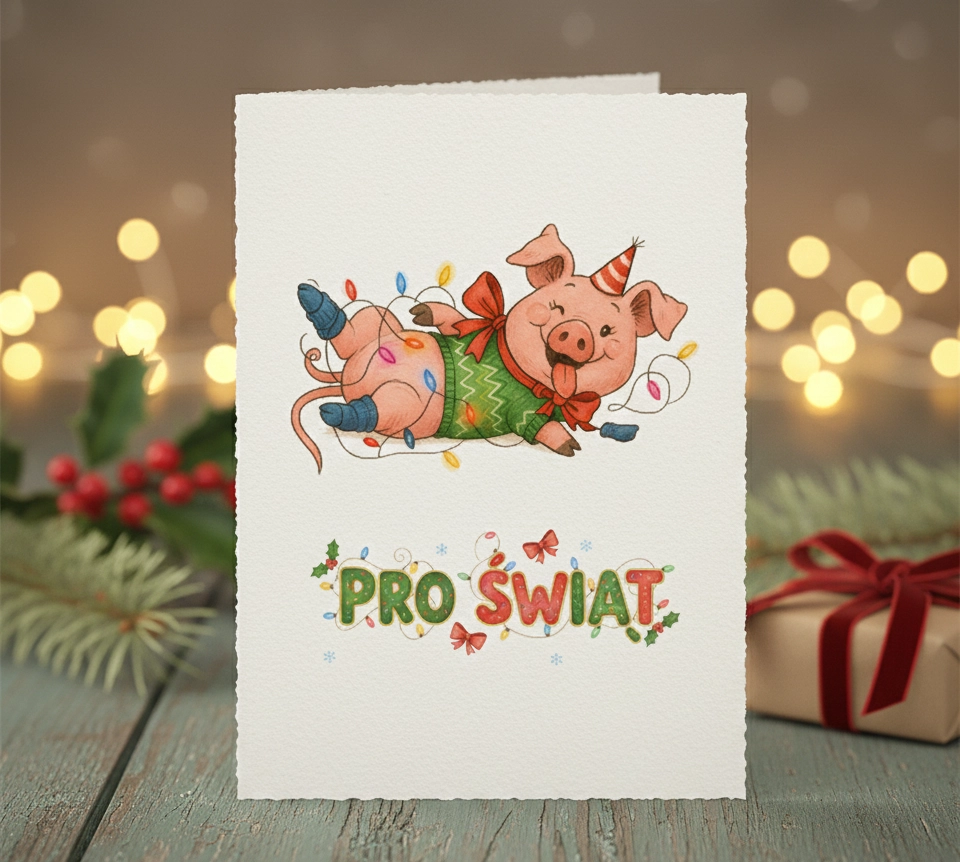 Kartka Boze Narodzenie Swinka Pro Swiat