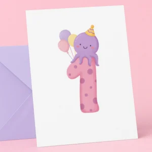 Kartka 1 Urodziny Osmiornica Mockup