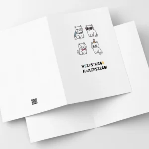 Kartka Cztery Kotki Urodziny Minimalistyczna