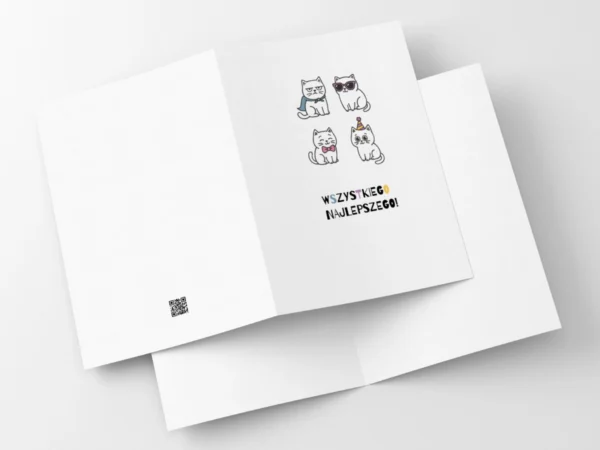Kartka Cztery Kotki Urodziny Minimalistyczna