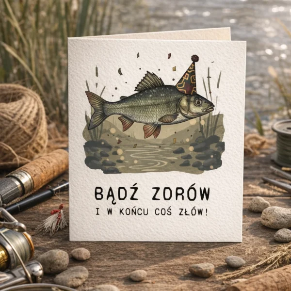 Kartka Urodzinowa Dla Wedkarza Ryba Robak