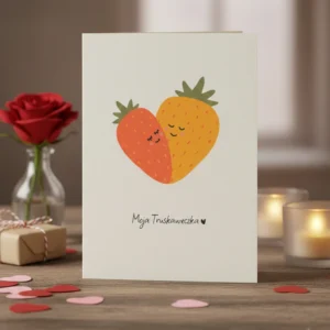 Walentynki Kartka Przytulone Truskawki