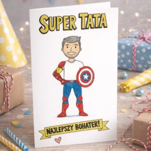 Tata Najlepszy Super Bohater Kartka