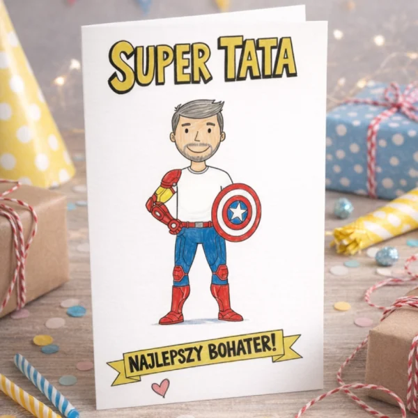 Tata Najlepszy Super Bohater Kartka