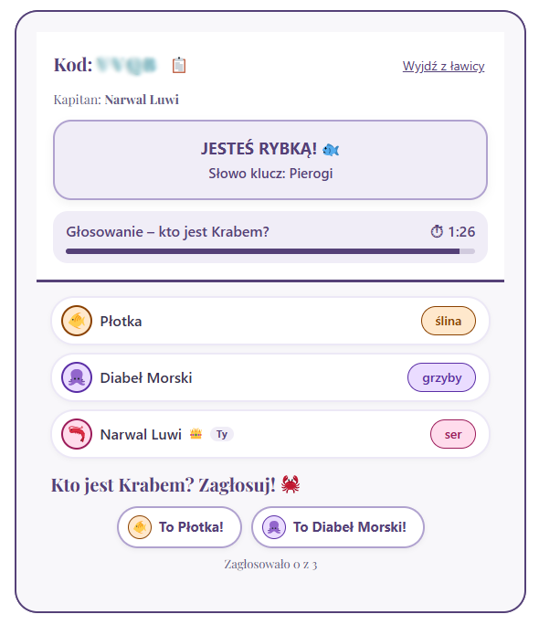 Sprytny Krab Screen gry wieloosobowej dla znajomych